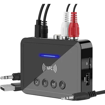 Новый Bluetooth 5,0 Приемник Передатчик FM Стерео AUX 3,5 Мм Разъем RCA Беспроводной NFC Bluetooth Аудио Адаптер Для Телевизора ПК Наушники