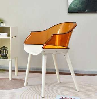 Прозрачные обеденные стулья для домашнего использования, скандинавское акриловое кресло, письменный стол, стул со спинкой, дизайнерский стул для Symbian