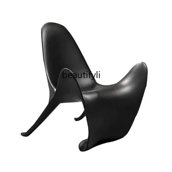 Креативное кресло-крыло летучей мыши из стеклопластика особой формы, домашнее кресло с высокой спинкой и подлокотниками на одной ножке