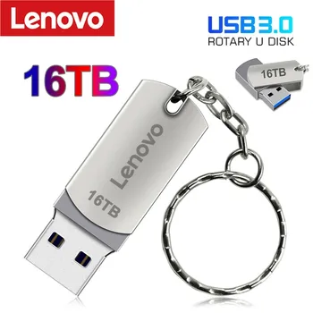 Флэш-накопитель Lenovo USB 3.0 16 ТБ Высокоскоростной флэш-накопитель с металлической ручкой 8 ТБ 4 ТБ Портативный водонепроницаемый U-дисковый накопитель Mini SSD Memoria USB