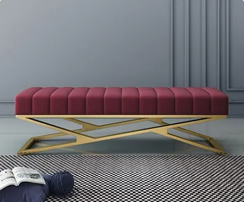 Табурет и оттоманка Скандинавский табурет на конце кровати Современные минималистичные Длинные скамейки Металлическая скамейка для обуви для домашнего магазина