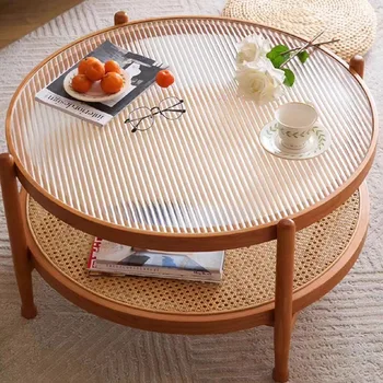 Роскошный современный журнальный столик для чайной столовой, Стеклянный японский антикварный приставной столик, Уникальная компактная мебель для патио Couchtisch