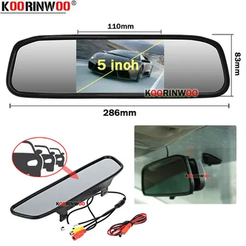 Koorinwoo HD Автомобильный Монитор 5-дюймовый Зеркальный Монитор С ЖК-Экраном Видеосистема 2 Видеовхода AV1/2 Система Помощи При Парковке Для Камеры Заднего Вида