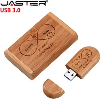 JASTER Деревянная Коробка U Диск 3.0 128 ГБ Бесплатный Пользовательский Логотип Memory Stick 64 ГБ Креативный Подарочный Флеш-Накопитель 32 ГБ Персонализированный USB-накопитель 16 ГБ
