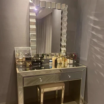 Настольная лампа для макияжа в стиле маленькой квартирки, Роскошный туалетный столик принцессы в эркере, зеркало интернет-знаменитости, комод