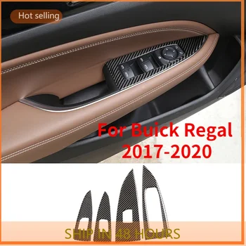 Аксессуары для отделки панели управления подъемом дверного оконного стекла салона автомобиля из углеродного волокна для Buick Regal 2017-2020 LL