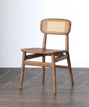 Обеденный стул из массива дерева Для домашнего ресторана из ротанга Простой Стиль Ротангового кресла