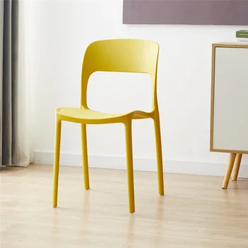 Скандинавский пластиковый обеденный стул Комплект из 4 складываемых современных стульев Со спинкой, табурет для отдыха, шезлонг Salle Manger, стул для столовой