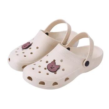 Женская обувь с отверстиями, нескользящие пляжные сандалии и тапочки Baotou с милым сердечком для девочек, женская летняя одежда, Корейская обувь для медсестер