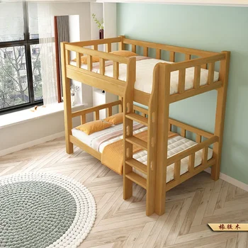 Двухъярусная кровать из массива дерева, верхняя и нижняя кровати в общежитии, верхняя и нижняя койки для детей, койка для матери и ребенка