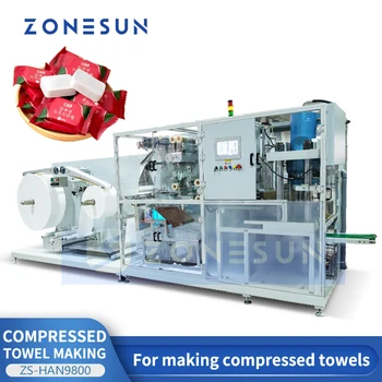 Автоматическая машина для изготовления прессованных полотенец ZONESUN ZS-HAN9800 Одноразовые салфетки для компрессии мини-полотенец для индустрии путешествий