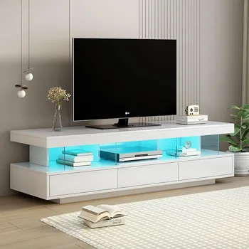 ТВ-шкаф с 3 выдвижными ящиками для 70-дюймового телевизора белого цвета