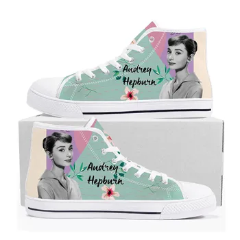 Кроссовки с высоким берцем Audrey Hepburn Мужские женские подростковые парусиновые кроссовки высокого качества Повседневная обувь на заказ по индивидуальному заказу обуви своими руками