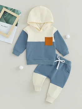 Комплект зимней одежды для маленьких девочек, топы с капюшоном и штанишками с цветочным принтом и длинными рукавами, стрейчевая одежда для новорожденных