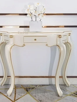 TieHo Европейский Роскошный Шкаф для хранения в прихожей, Приставной столик, Резной шкаф для крыльца из массива дерева, Консольный столик, шкаф для домашнего декора