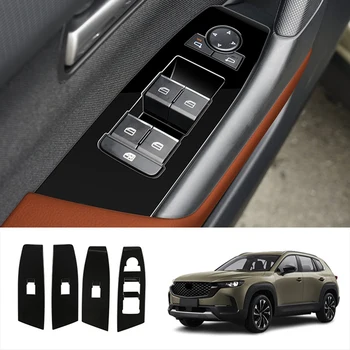 Для Mazda CX-50 CX50 2023 Американская Версия Кнопки Стеклоподъемника Автомобиля Стеклянный Переключатель Крышка Рамка Отделка Панели Запасные Части Глянцевый Черный