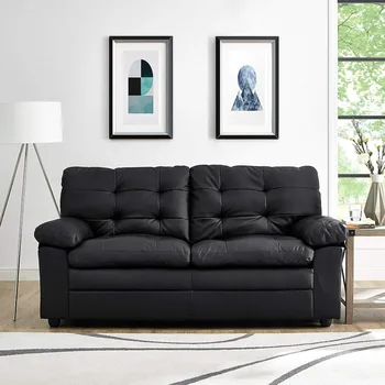 Диван для квартиры Urban Home Furniture Grayson, черная искусственная кожа