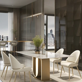 Дизайнерский 2023 Новый обеденный стол Bright Rock Plate, Легкий, роскошный, современный, простой, для ресторана высокого класса, домашний прямоугольный стол