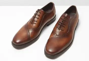 Высококачественная мужская обувь в стиле ретро, повседневная обувь из натуральной кожи, оксфорды на шнуровке, деловая мужская обувь, классическая свадебная обувь для мужчин