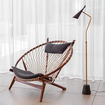 Древняя рыба ins ленивый стул креативный диван-кресло для одного человека B & B балкон плетеный шезлонг из массива дерева дизайнерский круглый стул