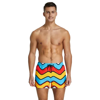 Мужские пляжные шорты с прямыми штанинами, модные разноцветные трендовые повседневные шорты