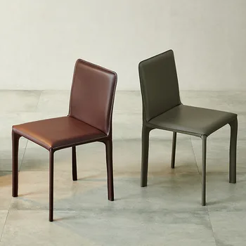 Итальянский обеденный стул, современный простой табурет со спинкой, ресторанный стул для отдыха, модное кожаное кресло с седлом