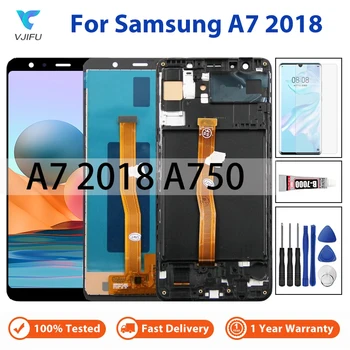 ЖК-Дисплей Для Samsung A7 2018 A750 A750F A750FN/DS Дисплей С Сенсорным Экраном Дигитайзер В Сборе Замена с Бесплатной Отверткой Клеевая Пленка