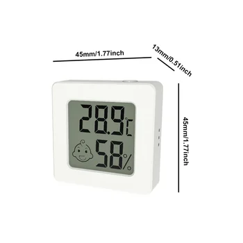 Мини-ЖК-цифровой термометр-гигрометр, измеритель температуры, датчик влажности, кнопка метеостанции, комплект с батарейкой, белый