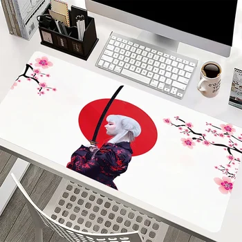Черно-белые настольные коврики Японский коврик для мыши с сакурой Искусство цветения вишни Большой коврик для мыши на заказ Коврик для клавиатуры домашнего компьютера Ноутбук