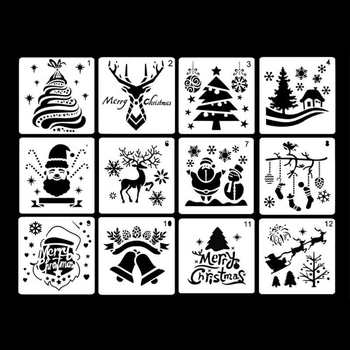 Упаковка ioio из 12 маленьких выдолбленных рождественских рисунков, набор трафаретов для домашних животных, инструмент для поделок