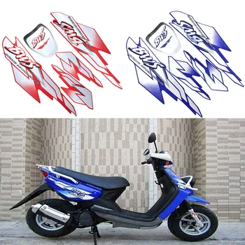 1 комплект красных/синих наклеек на обтекатель всего кузова мотоцикла, отличительных знаков для скутера, декоративного логотипа, эмблемы, светоотражающего значка для Yamaha BWS 100