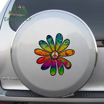 EARLFAMILY 43 см x 40,4 см для Галстука Die Flower Power Peace Наклейка Забавные Автомобильные Наклейки С Защитой От Царапин Солнцезащитный Крем Индивидуальное Украшение