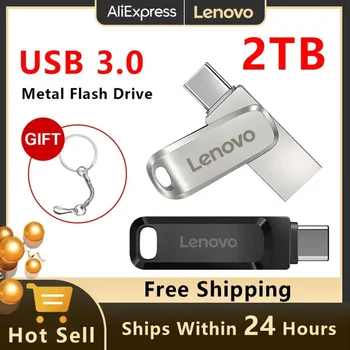 Lenovo USB Memoria 2TB OTG Металлический USB 3.0 Pen Drive Ключ USB 1TB Type C Высокоскоростной Флешки 128 ГБ Мини-флэш-накопитель Memory Stick