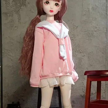 Новая кукольная одежда 45/60 см для куклы 1/4 1/3 Bjd, розовый свитер свободного кроя, повседневная одежда в стиле пэчворк, аксессуары для кукол, без куклы