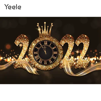 Yeele 2022 Фон с Новым годом Часы с золотой короной Рождественский фон Фотосессия Детская фотосъемка Фотостудия