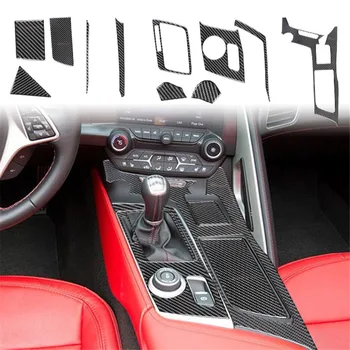 11 шт., крышка панели переключения передач Центральной консоли автомобиля, наклейка из углеродного волокна для Chevrolet corvette C7 2014-2019 Аксессуары для интерьера