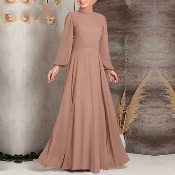 Модное мусульманское платье Djellaba Дубай с пышными рукавами, мягкая свободная абая Дубай Турция, мусульманский халат ислама.