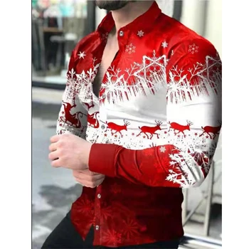 Модная новая рубашка с 3D-принтом в виде снежинки, весенне-летняя рубашка высокого класса, мужская модная повседневная рубашка с длинным рукавом