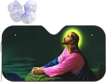 Молитва Иисуса Христа Религиозный христианский солнцезащитный козырек на лобовое стекло переднего автомобиля Блокирует максимальное количество ультрафиолетовых лучей и сохраняет прохладу вашего автомобиля