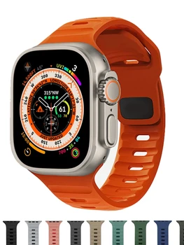 Спортивный Силиконовый Ремешок Для Apple Watch Bands 44мм 49мм 45мм 42мм 41мм 40мм 4544 мм браслет iwatch Series 8 7 6 3 se ultra 2 band