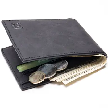 Мужской прочный PU Держатель для карт, блокирующий кошелек для денег, Тонкий карман для монет, деловой Спортивный повседневный кошелек