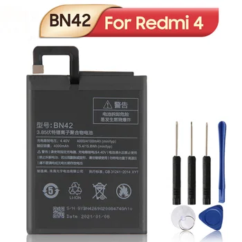 Аккумулятор для телефона BN42 для Xiaomi Redmi 4 Redmi4 Standard Edition Аккумуляторы для телефонов 4000 мАч