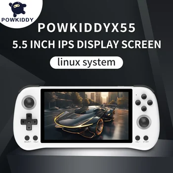 POWKIDDY X55 5,5-ДЮЙМОВЫЙ 1280*720 IPS Экран RK3566 Портативная Игровая консоль С Открытым Исходным кодом Linux Ретро Видео Консоль Детские Подарки