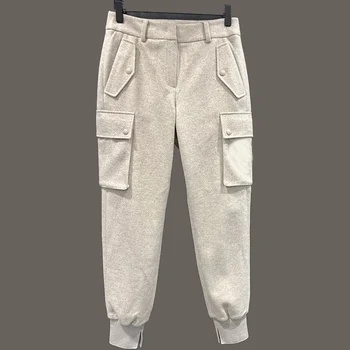 Осенне-зимние мужские и женские теплые плотные брюки для гольфа на открытом воздухе, однотонные повседневные спортивные брюки с универсальным карманным ремнем