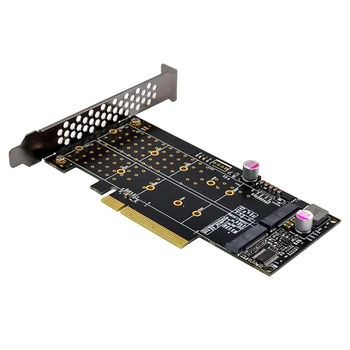 Двухканальный SSD-накопитель PCI-E X8 M.2 Nvme для обновления карты расширения Карта адаптера твердотельного накопителя интерфейса M.2 M