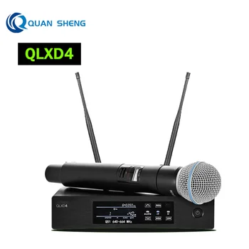 QLXD4 BETA58A Uhf Беспроводная портативная караоке-микрофонная система Кардиоидный динамический вокальный Металлический микрофон для выступления на сцене