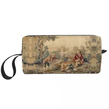 Винтажная Антикварная дорожная сумка Aubusson с французским богемным цветочным узором для женщин, косметичка для макияжа, косметичка для хранения косметики, набор для макияжа