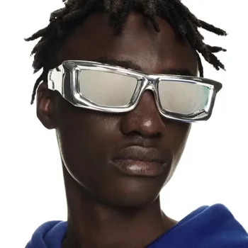 Индивидуальные квадратные солнцезащитные очки в стиле киберпанк, европейский и американский хип-хоп, солнцезащитные очки вогнутой формы, квадратные солнцезащитные очки