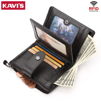 Мужской кошелек из натуральной кожи, модный дорожный кошелек, держатель для кредитных карт с блокировкой RFID для женщин с многофункциональным карманом на молнии