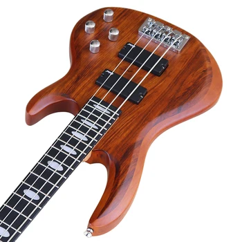 Активная электрическая бас-гитара 4-струнная 43-дюймовая Верхняя часть из дерева Зебра Корпус из массива дерева Окуме Бас-гитара Бесплатная сумка